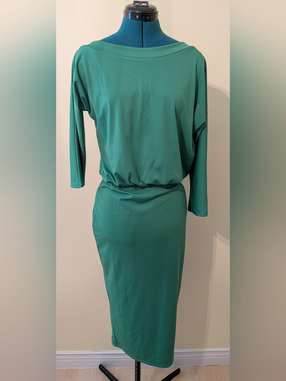 Grace Karin Emerald Green Boatneck Midi Dress